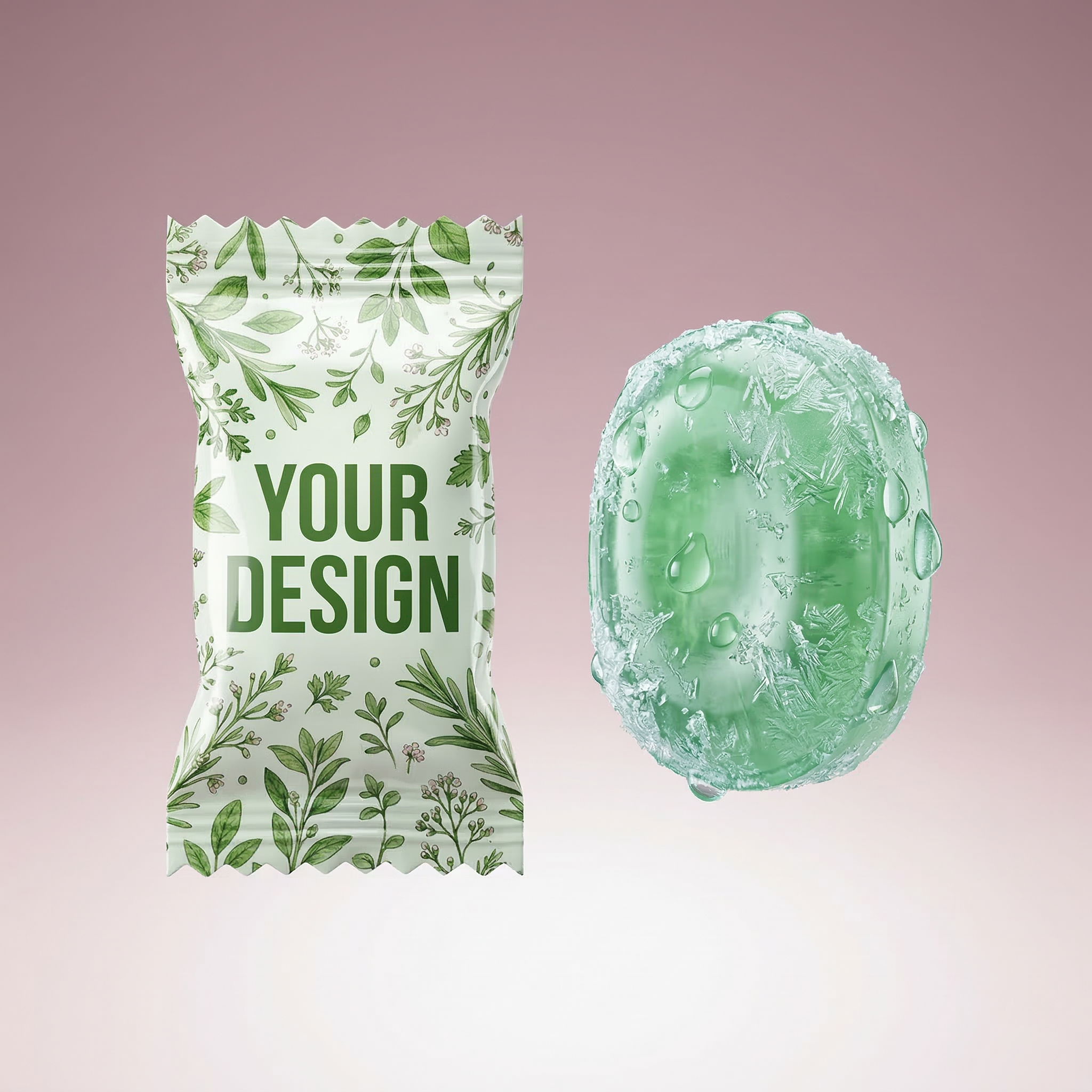 Mint and herbal candy with custom wrapper