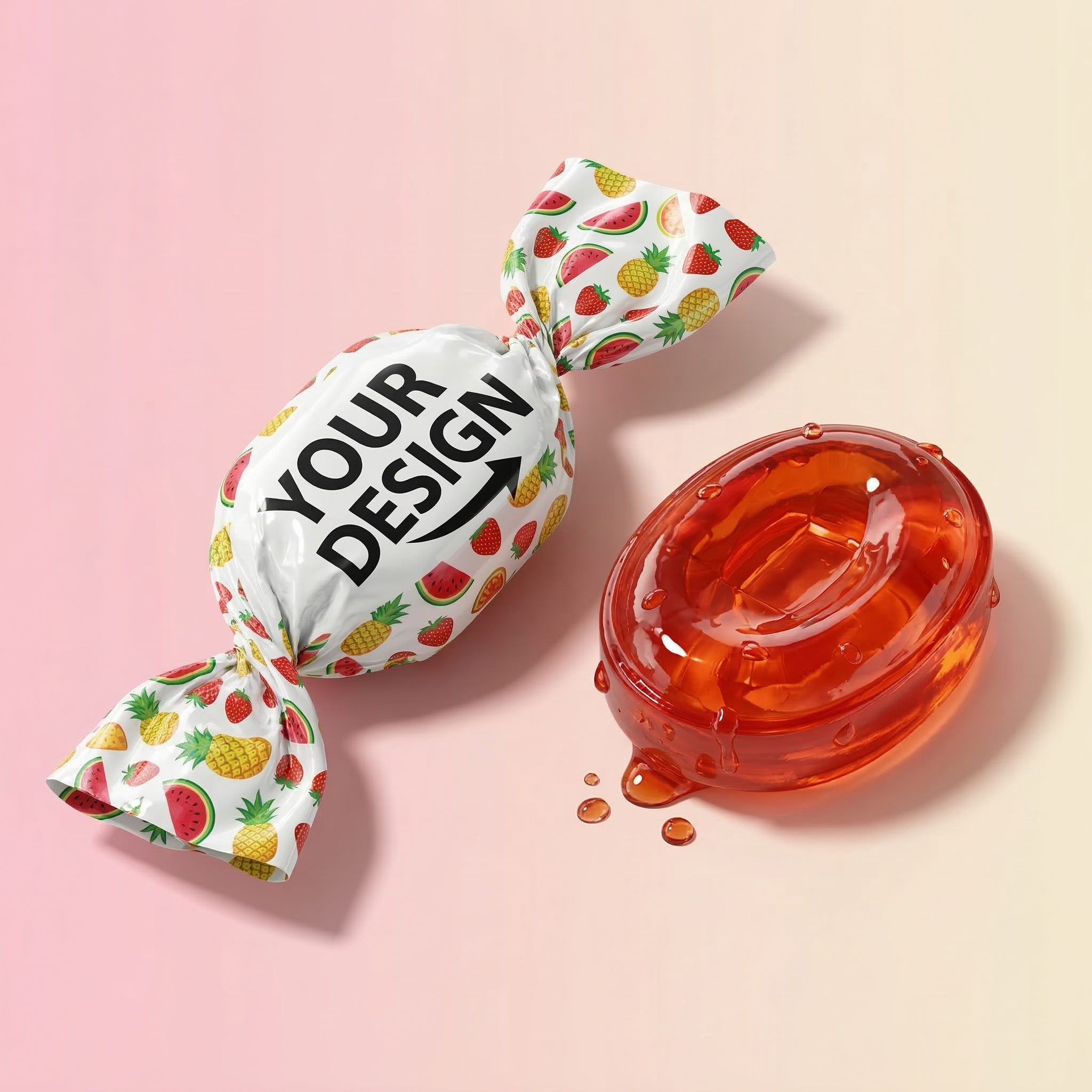 Fruit bonbons with custom branded wrapper